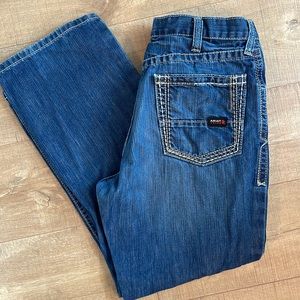 Mens Gently worn Ariat FR low rise, boot cut jean